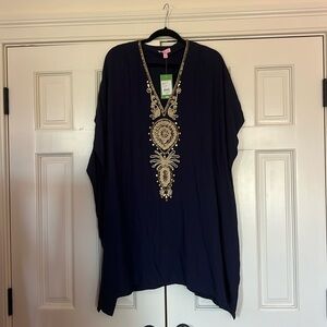 NWT LILLY PULITZER CHAI CAFTAN IN TRUE NAVY SIZE L/XL